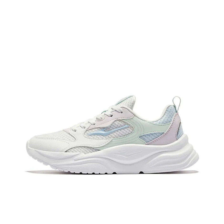 Erke Shocking Shadow 1.0 Anti-Slip Wear-Resistant Low-Top Casual Athletic Shoes Women's Elk White Light Purple Pink