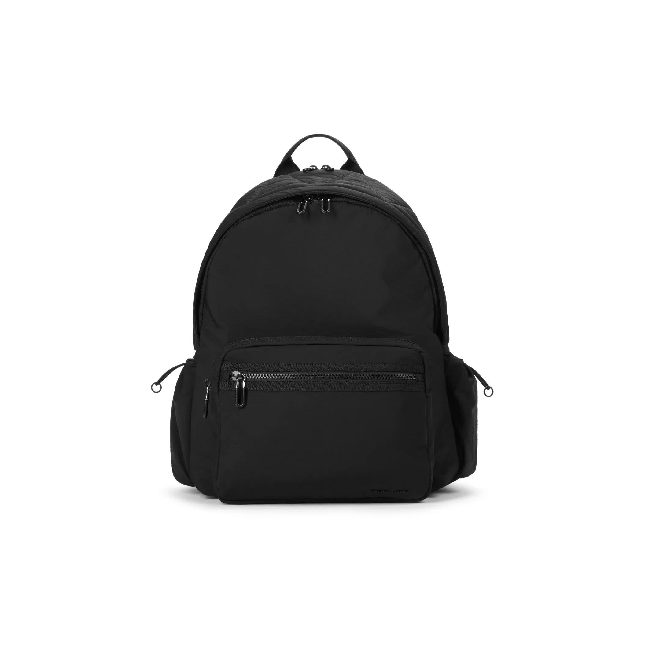 CHARLES&KEITH Fabric With Nylon Backpack Large Size Women's Noir Black/Camel