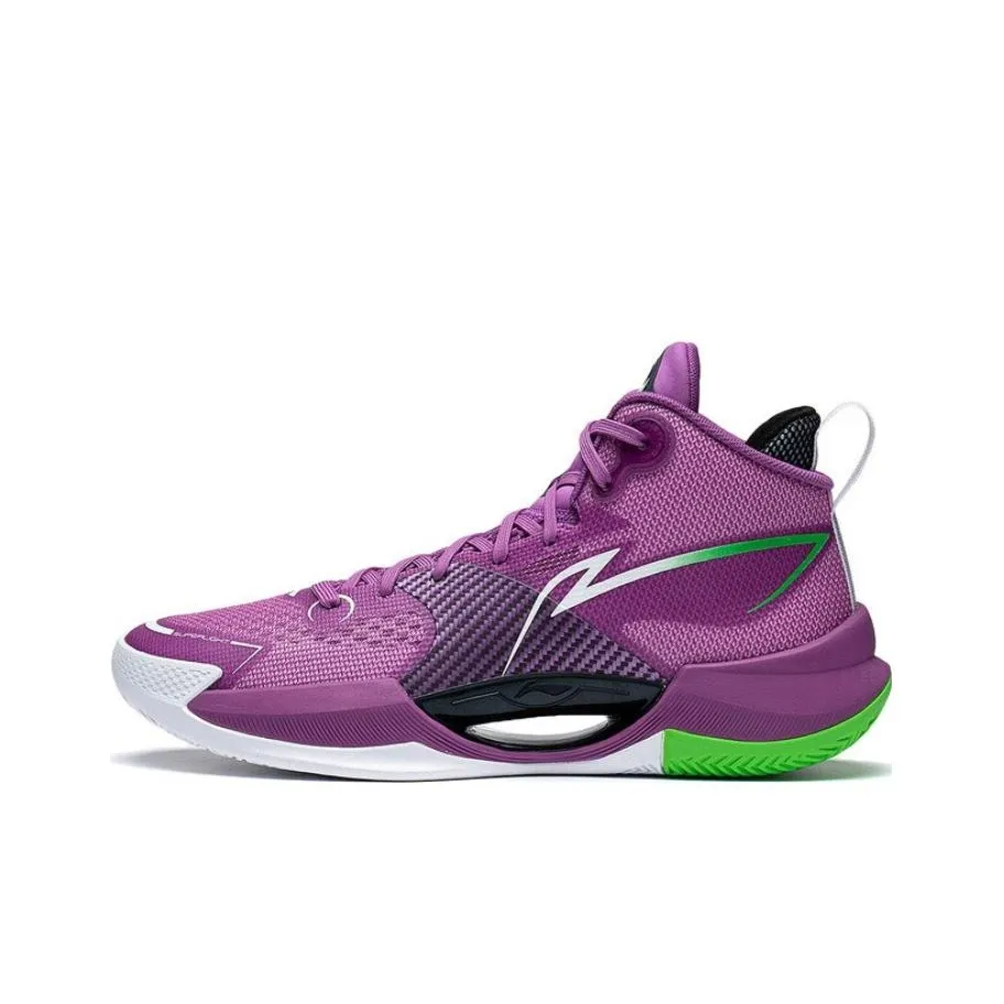 LiNing Ultra Light Cushioning Anti-Slip And Wear-Resistant Mid-Top Basketball Shoes Men's Freesia Purple