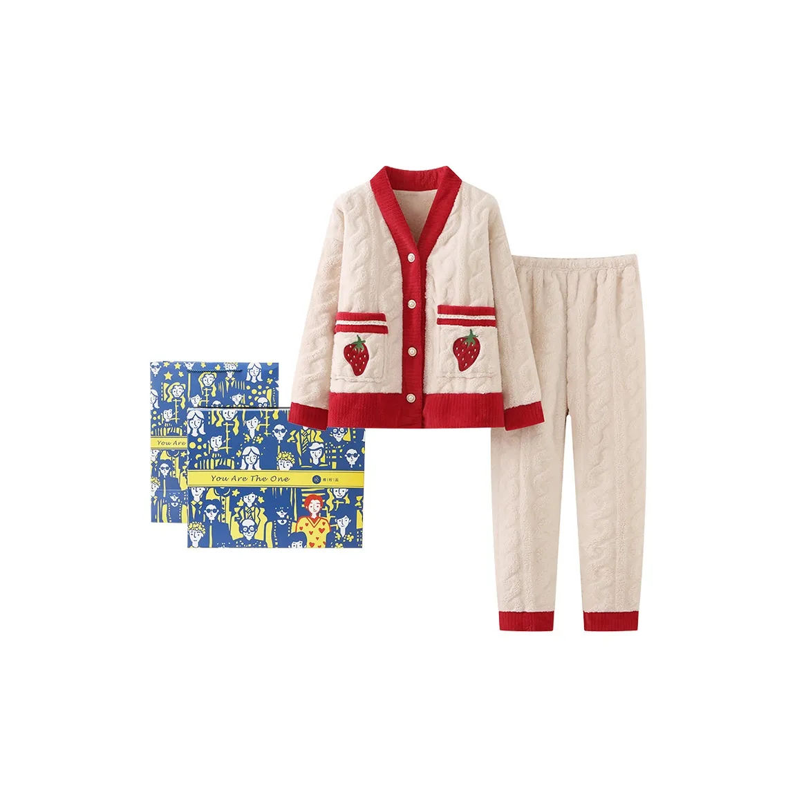 Xiang Ning Pai Pajama Set Women's Strawberry Red