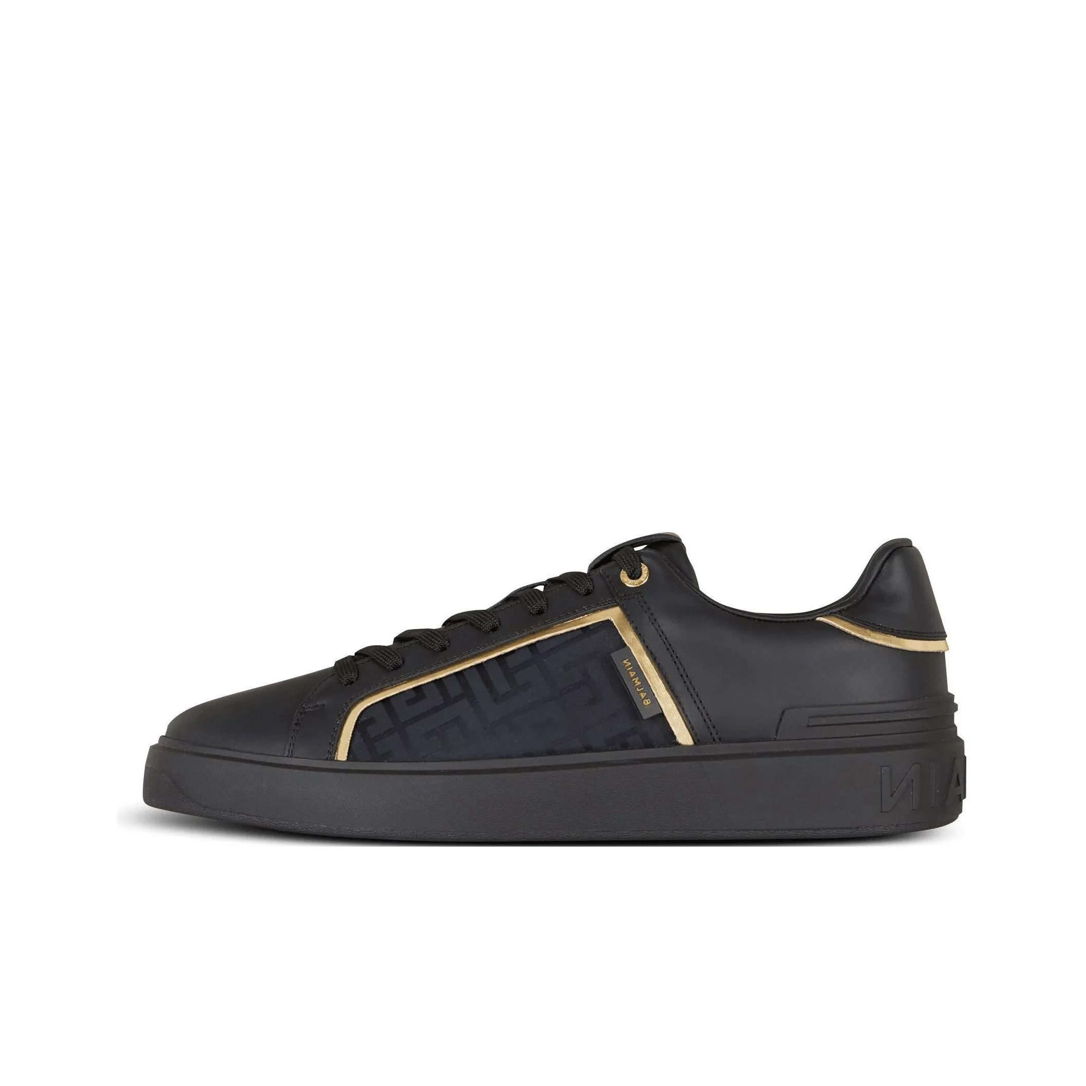 BALMAIN B Court Low Top Skateboard Shoes Men's Black Gold