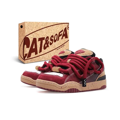 Cat&Sofa Dreadlocks Series Кроссовки для скейтбординга Low Top Пробка Бургундский Унисекс