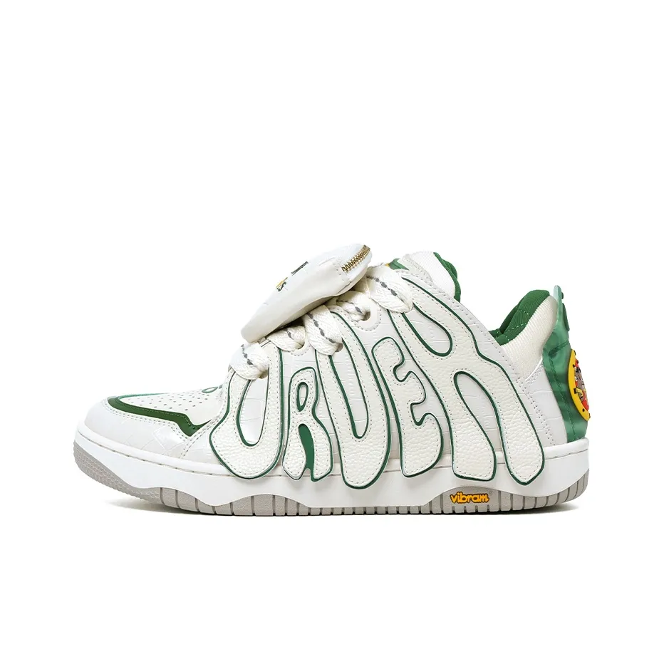 AFGK x OLD ORDER Skater 001 Пухлые туфли с низким верхом Кроссовки для скейтбординга Унисекс Белый Зеленый