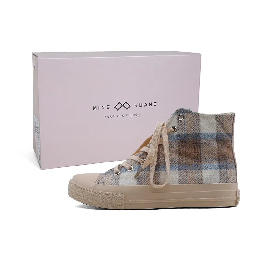 MINGKUANG Street Style Vintage Abrasion Resistant Lightweight Slip Resistant High Top Canvas Shoes Women's