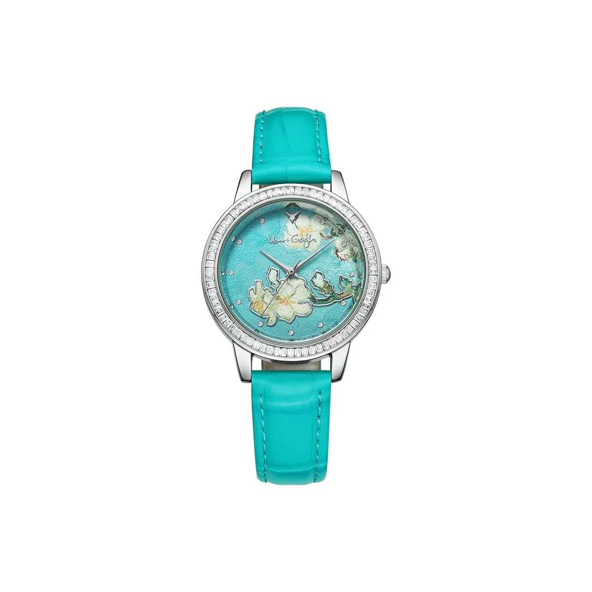 VAN GOGH Rhyme Series Наручные часы Кварцевый механизм Телячья кожа Ремешок 36 мм Зеленый циферблат Женские часы L SLLS 09