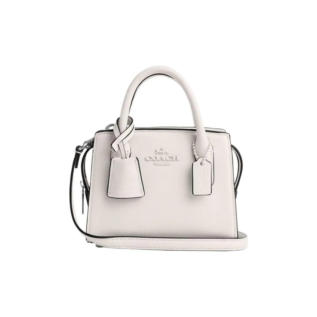 COACH Andrea PVC With Cow Leather Tote Bag, Shopping Bag, Handbag Mini Women's White