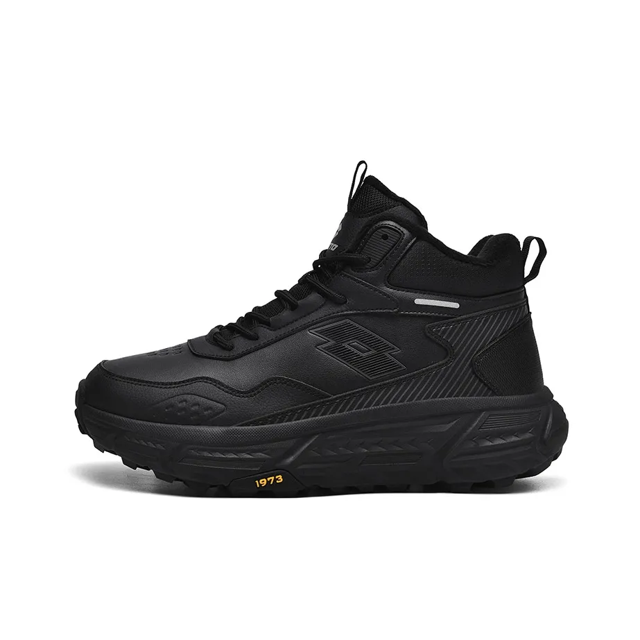 LOTTO Cushioning Height Increasing Wear-Resistant Slip-Resistant High-Top Casual Shoes Men's Black