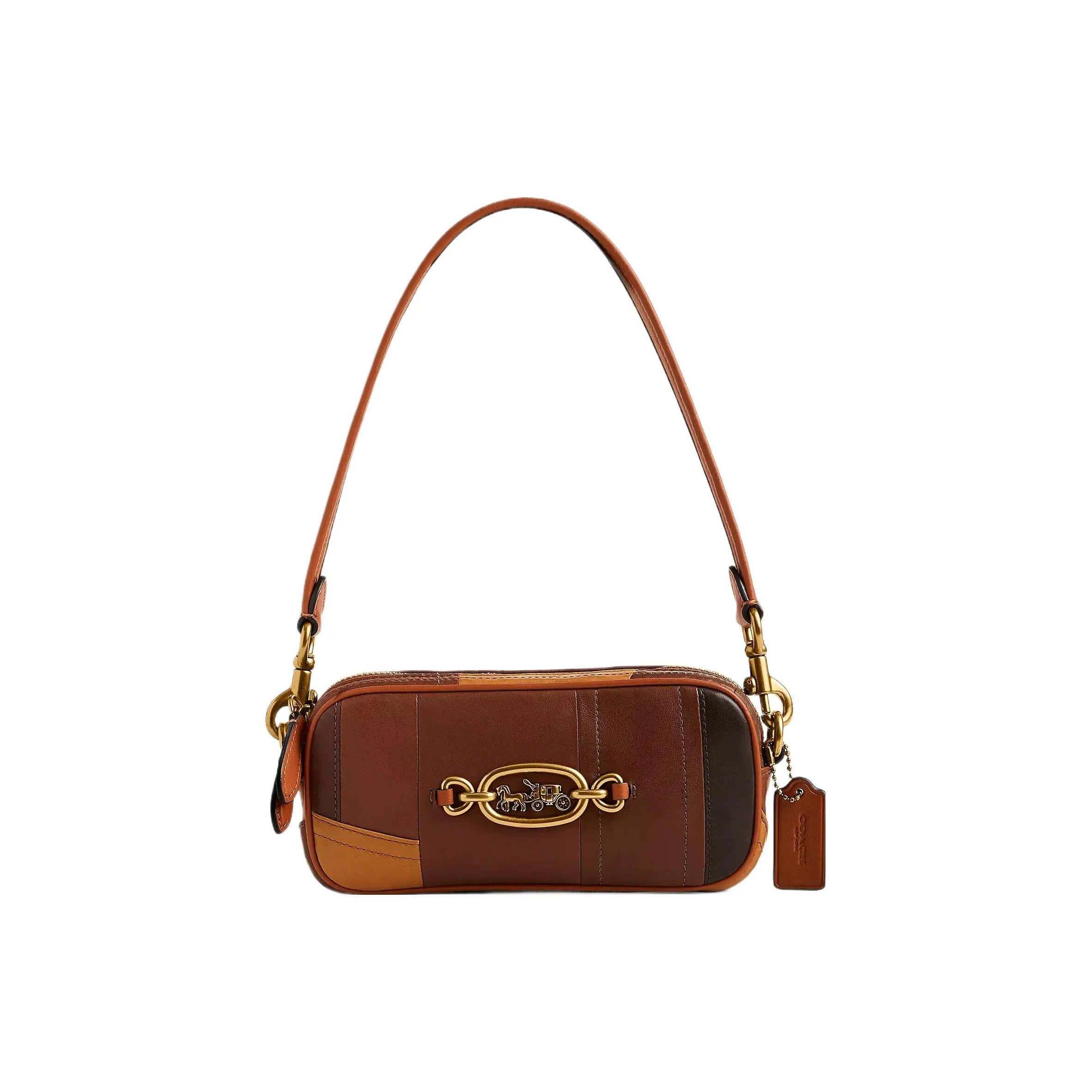 COACH Avery Glove Tanning Baguette Bag, Handbag, Shoulder Bag Trumpets Women's Brass & Multicolor