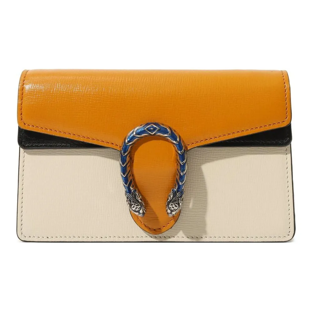 GUCCI Dionysus Leather Flap Chain Bag Shoulder Bag, Crossbody Bag Extra Mini Women's Orange White Multicolor