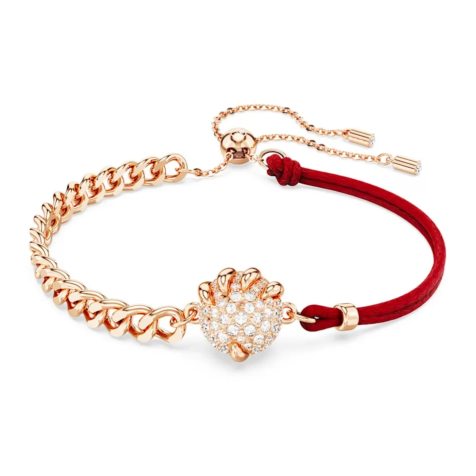 Swarovski Faux Crystal Rose Gold-Tone Plated Cotton Rope Bracelets Women's Rose Gold/Red