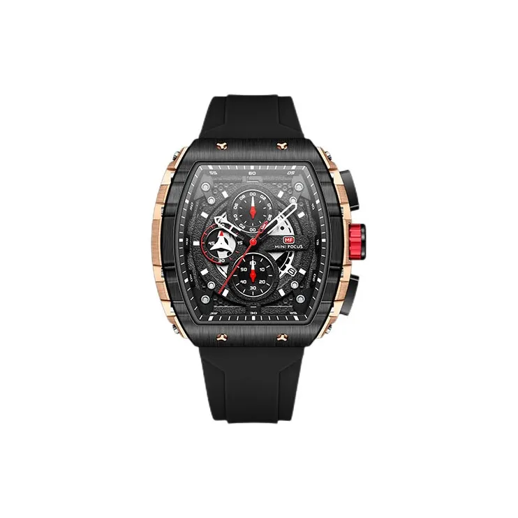 MINIFOCUS Driver Collection Кварцевый механизм Силиконовый ремешок Часы Мужские Черный циферблат