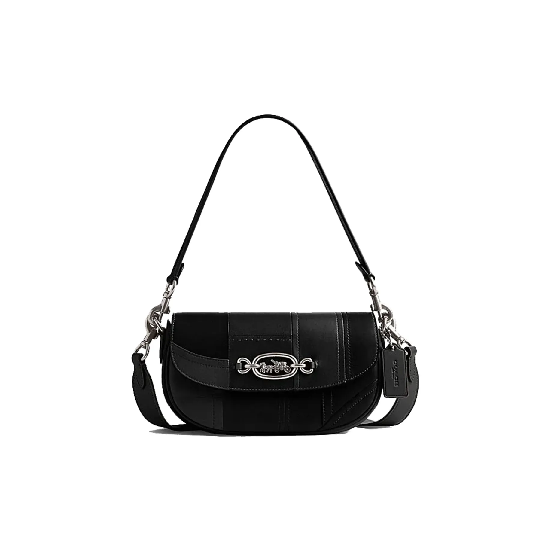 COACH Harley Sheepskin Saddle Bag, Crossbody Bag, Shoulder Bag Medium Size Women's Black