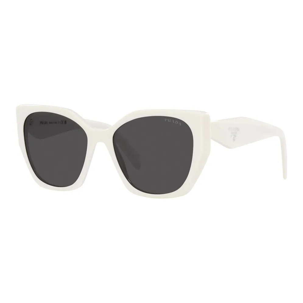 PRADA Plastic Irregular Shape Sunglasses Women's White