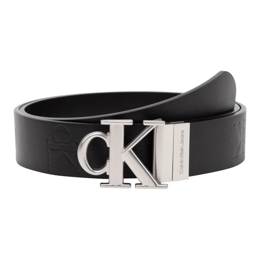 calvin Pouch KLEIN Cow Leather Belts Men's Space Black 3.5cm
