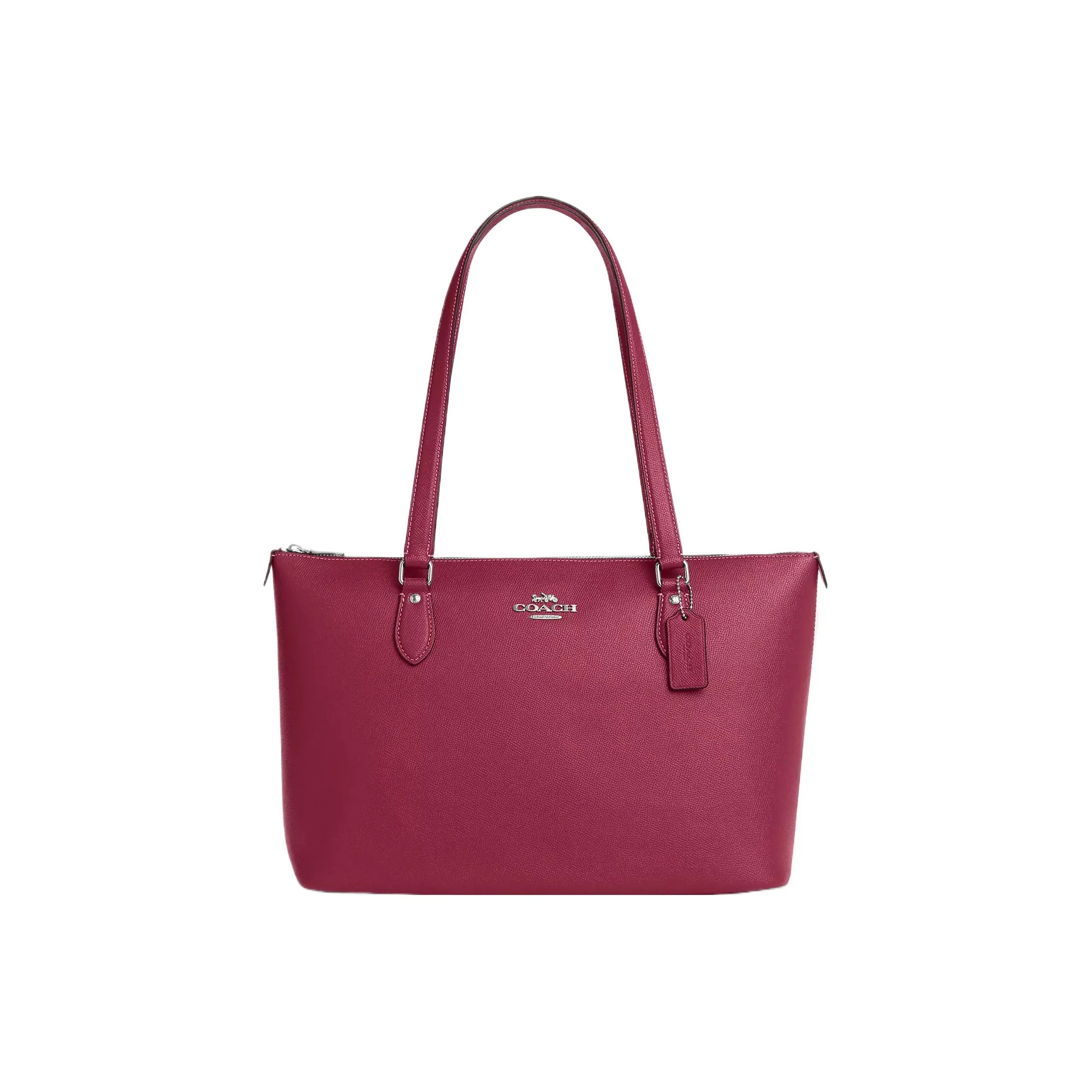 COACH Gallery Крестообразная текстура Кожа Тоут Сумка Сумка для покупок Сумка на плечо Сумка Большая Женская Ярко-фиолетовая