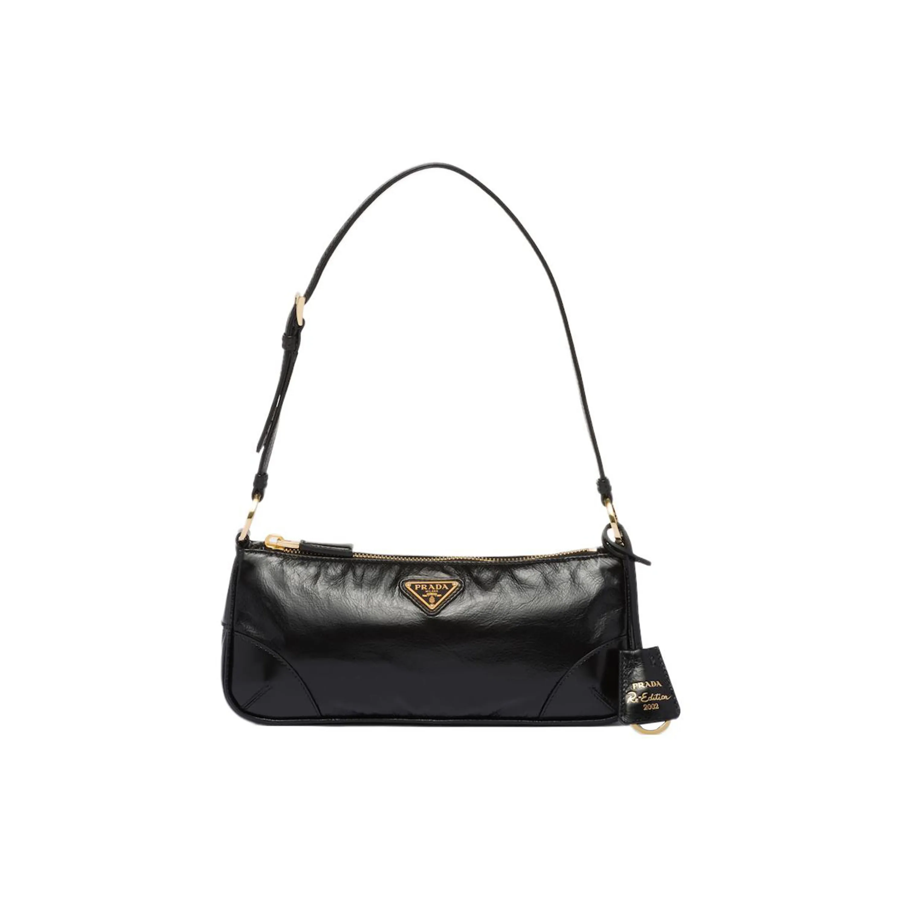 PRADA Re Edition Leather Handbag Shoulder Bag Small Size Women's Black