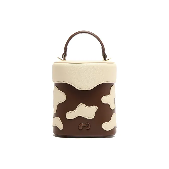 MICOCAH ПУ (полиуретан) Коробка Сумка Ведрообразная Сумка Сумка через плечо Обычная Сумка Женская Кофейная Молочная Mulberry Сырная