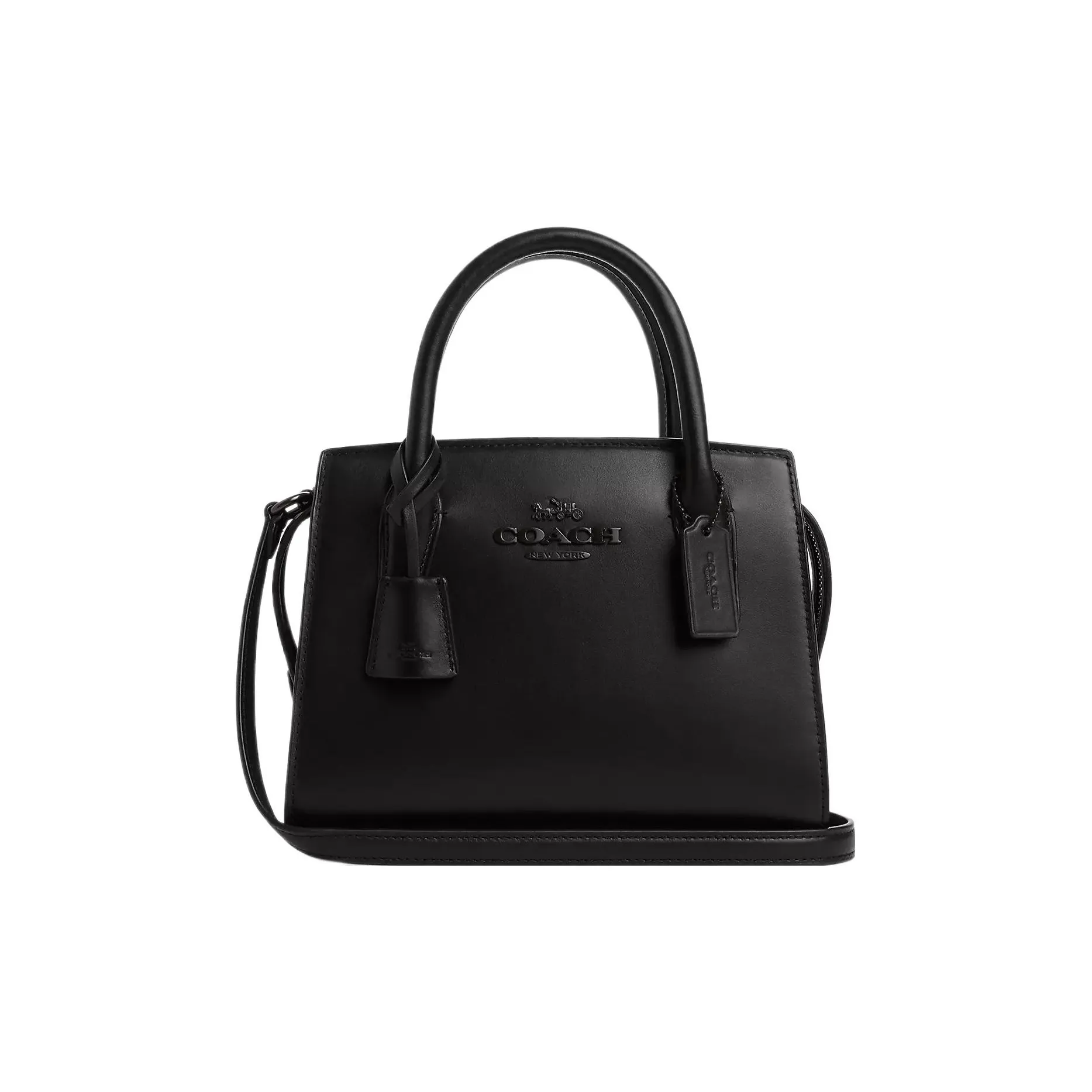 COACH ANDREA CARRYALL Calfskin Shoulder Bag, Crossbody Bag, Handbag Trumpets Women's Black