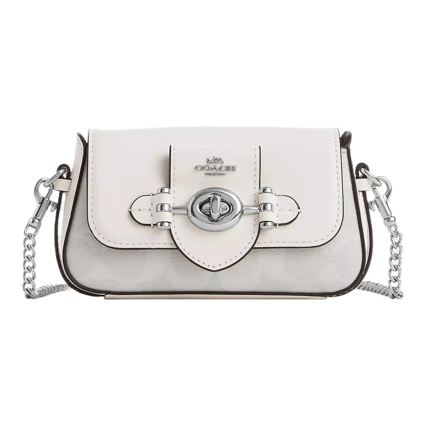 COACH Canvas с кожаными вставками сумка через плечо мини женская белая