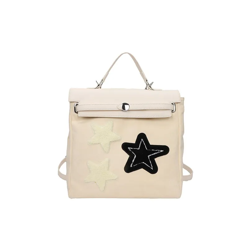 JANE KLAIN Patchwork PU Leather Carry Backpack Regular Women
s Ecru/Khaki/Coffee