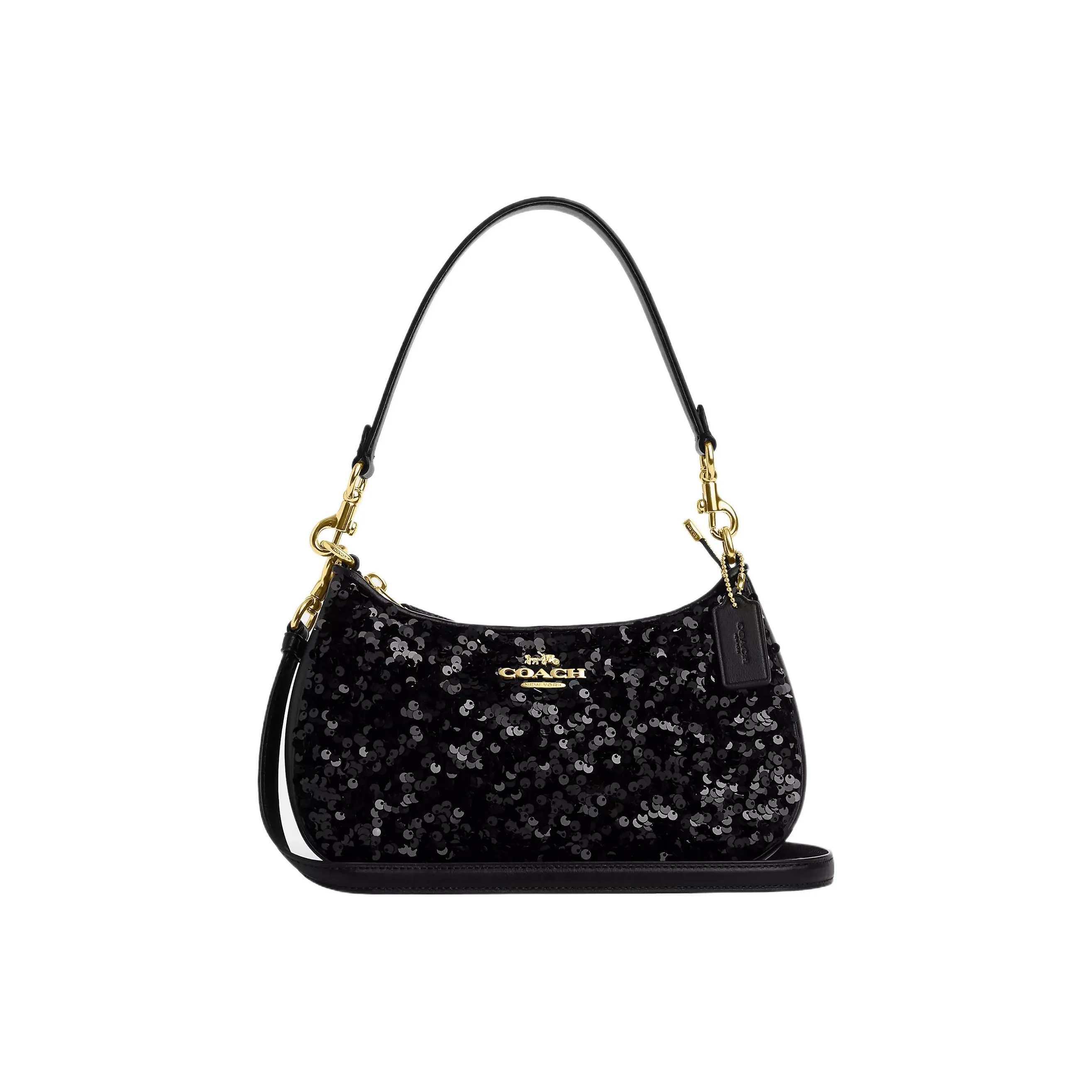 COACH Teri Plastic With Cow Split Rockstud Shoulder Bag, Handbag, Shoulder Bag Women's Black