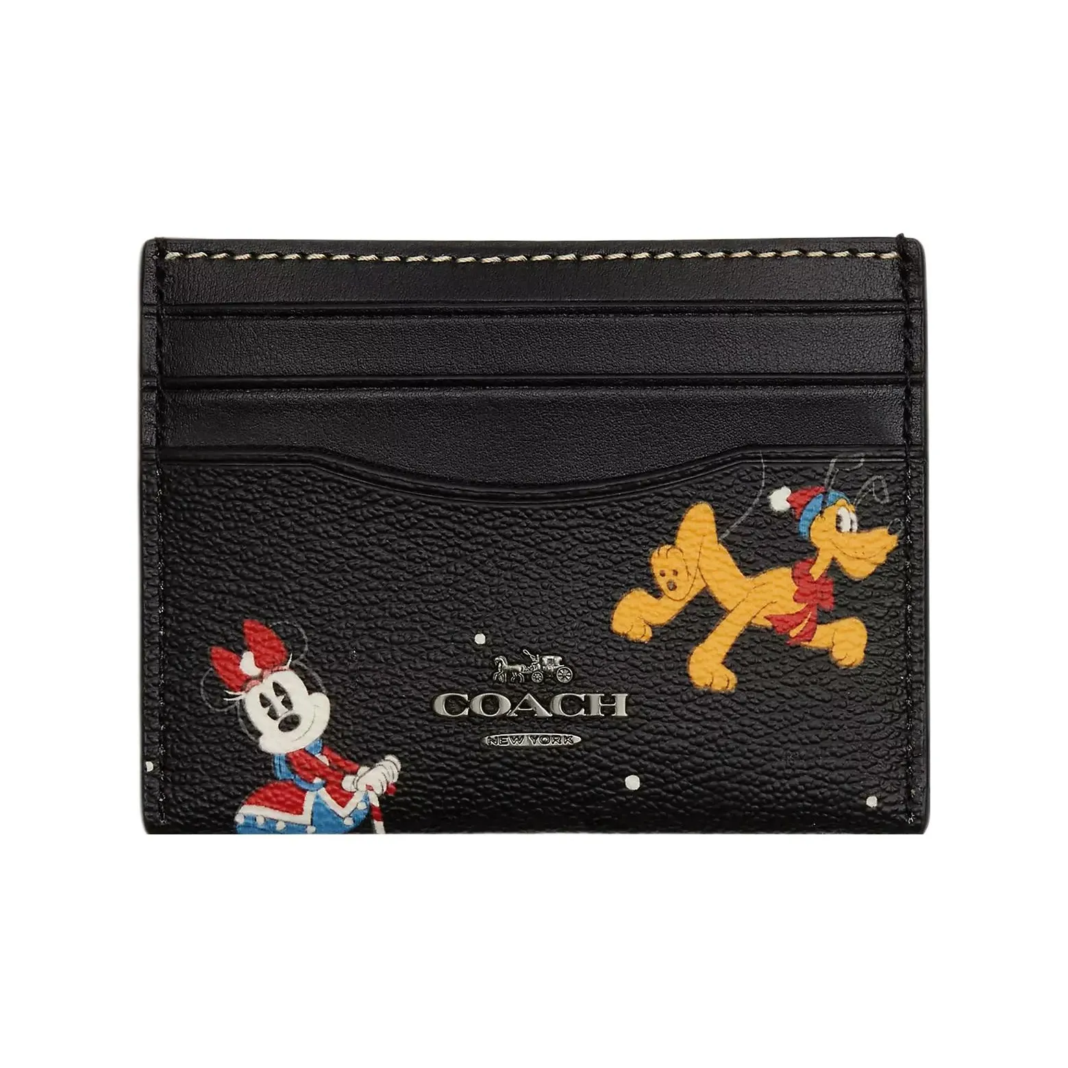 COACH Disney Collaboration Карточный чехол Холст с покрытием и гладкая кожа Удостоверение личности HOLDER Картхолдер Женские Черный