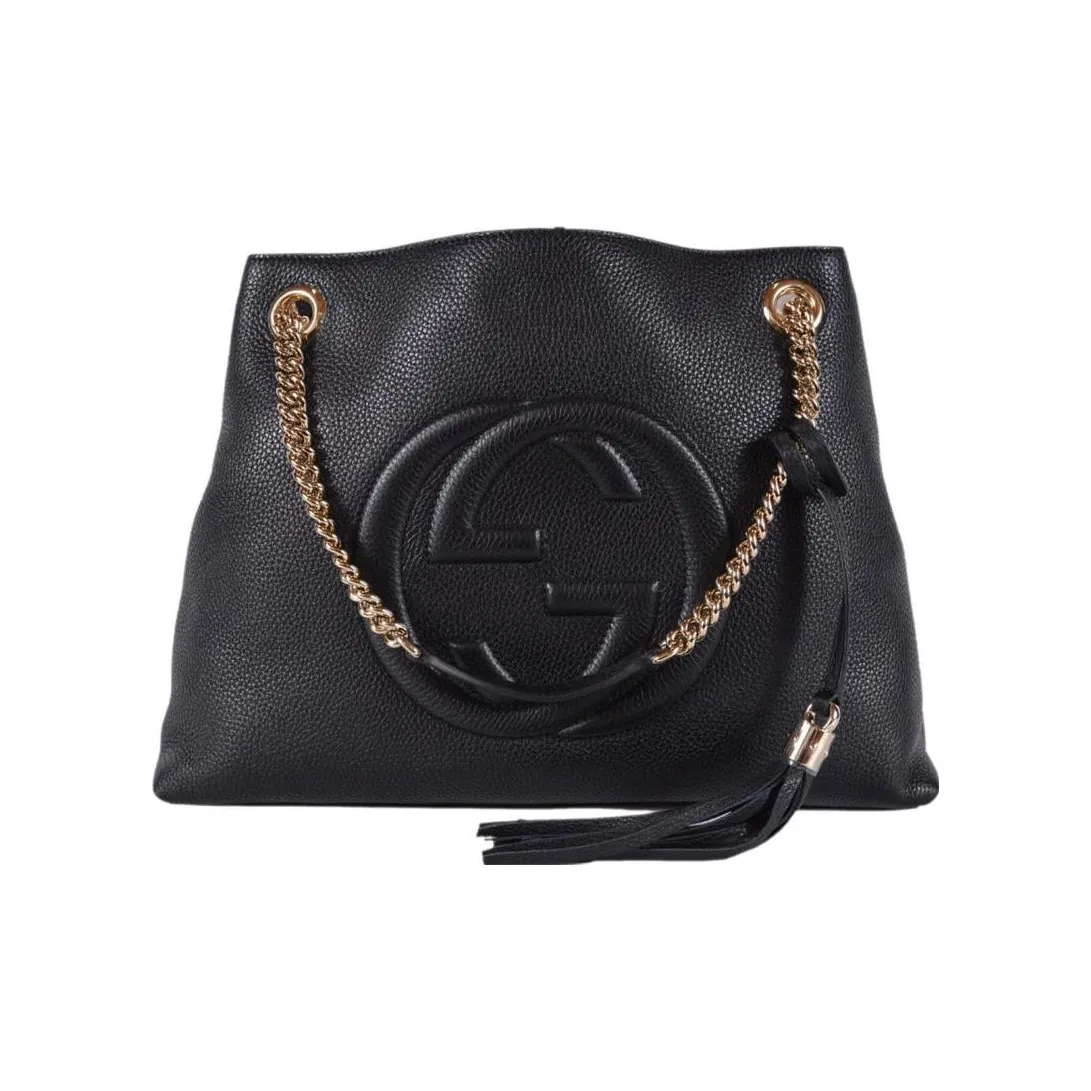 GUCCI Soho Leather Tote Bag, Shopping Bag, Handbag, Shoulder Bag Women's Black