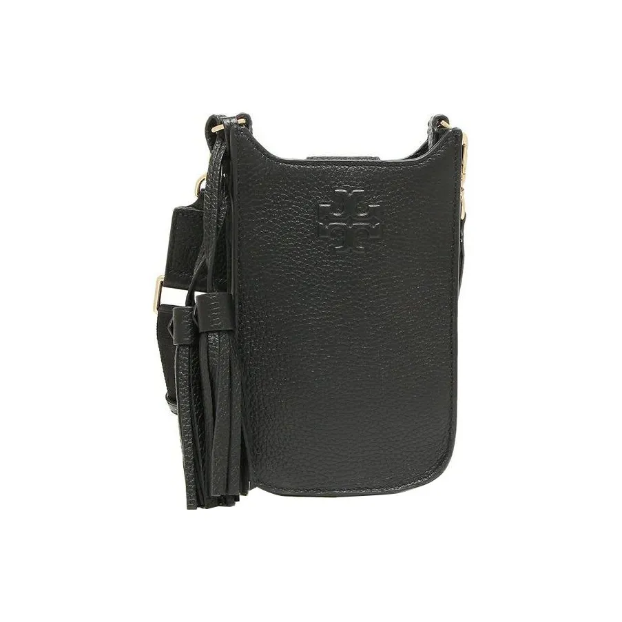 TORY BURCH Leather Cell Phone Pouch, Crossbody Bag, Shoulder Bag Women's Black