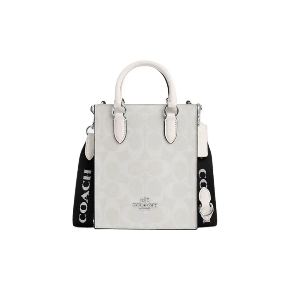 COACH Canvas With Leather Tote Bag Shopping Bag Handbag Shoulder Bag Crossbody Bag Mini Women's White