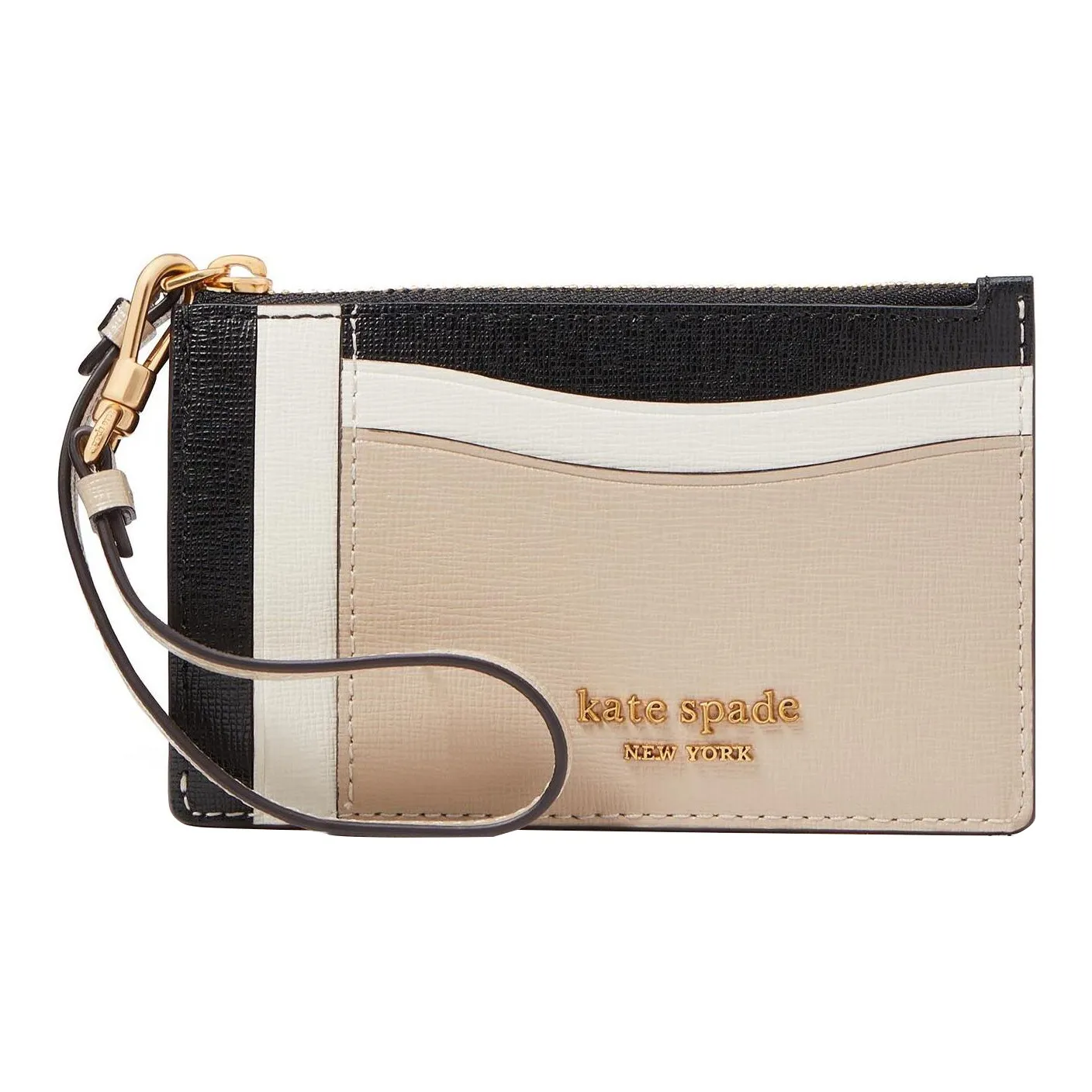 Kate Spade Saffiano Leather Card Clip Card Holder Women's Pottery Black & Multicolor
