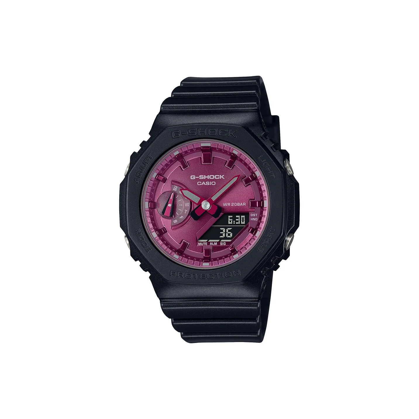 CASIO Кварцевый механизм Смольный ремешок Часы 46,2*42,9*11,2 мм Женские часы Красный циферблат