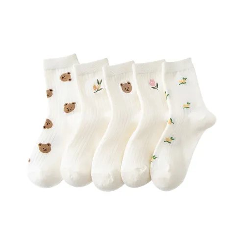 MIIOW 5 пар 1 каждая OF Смешанные COLORS Женские MID Носки до икры