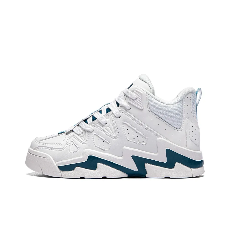 Kappa Slip Resistant Mid Top Vintage Basketball Shoes Unisex White Green