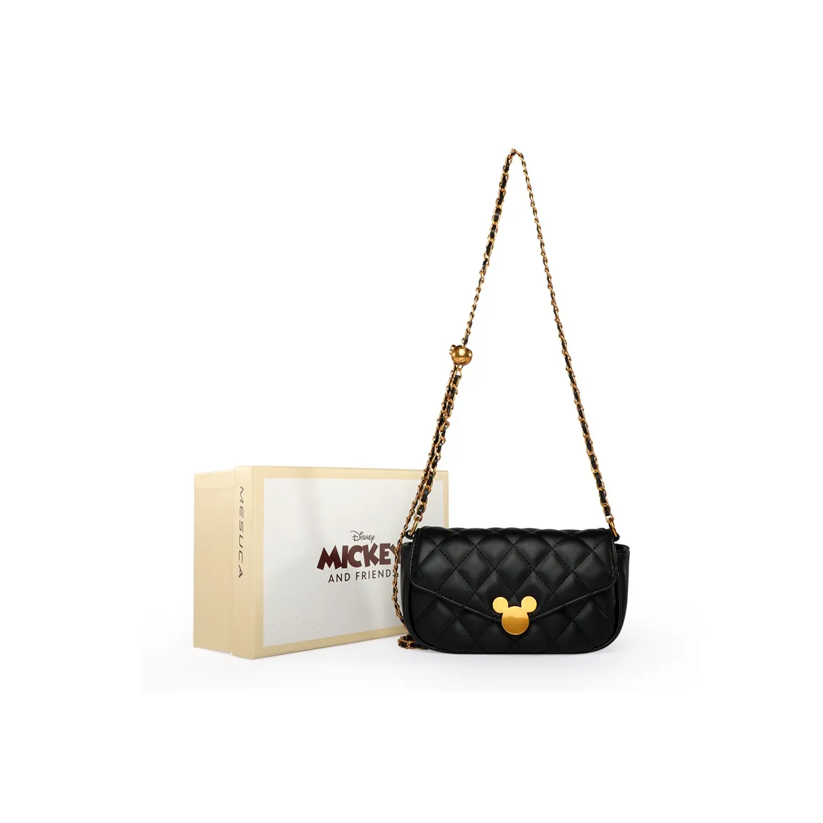 Disney × Max MEPHISTO Коллаборация ПУ (полиуретан) Сумка через плечо Сумка на плечо Средняя Женская Черная