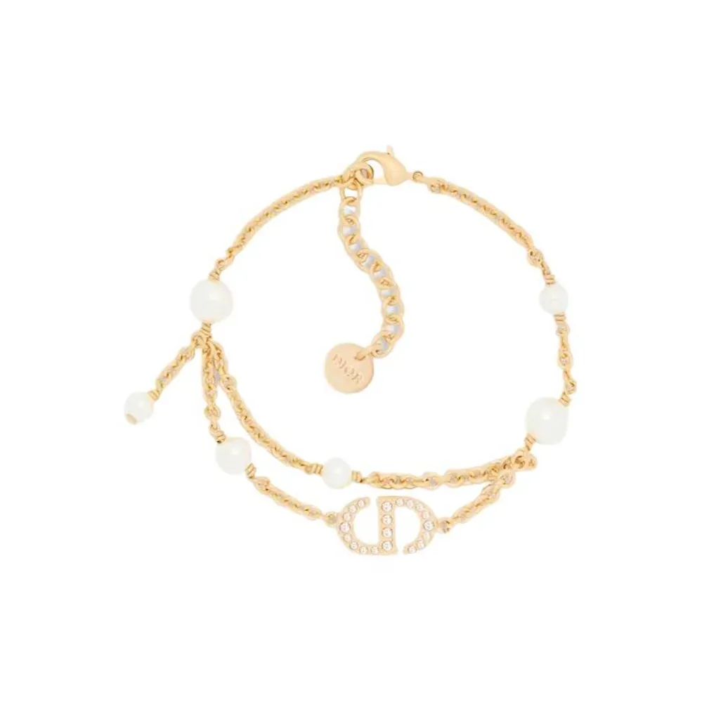 DIOR Metal, Resin Pearl, Crystal Bracelets Women's Gold