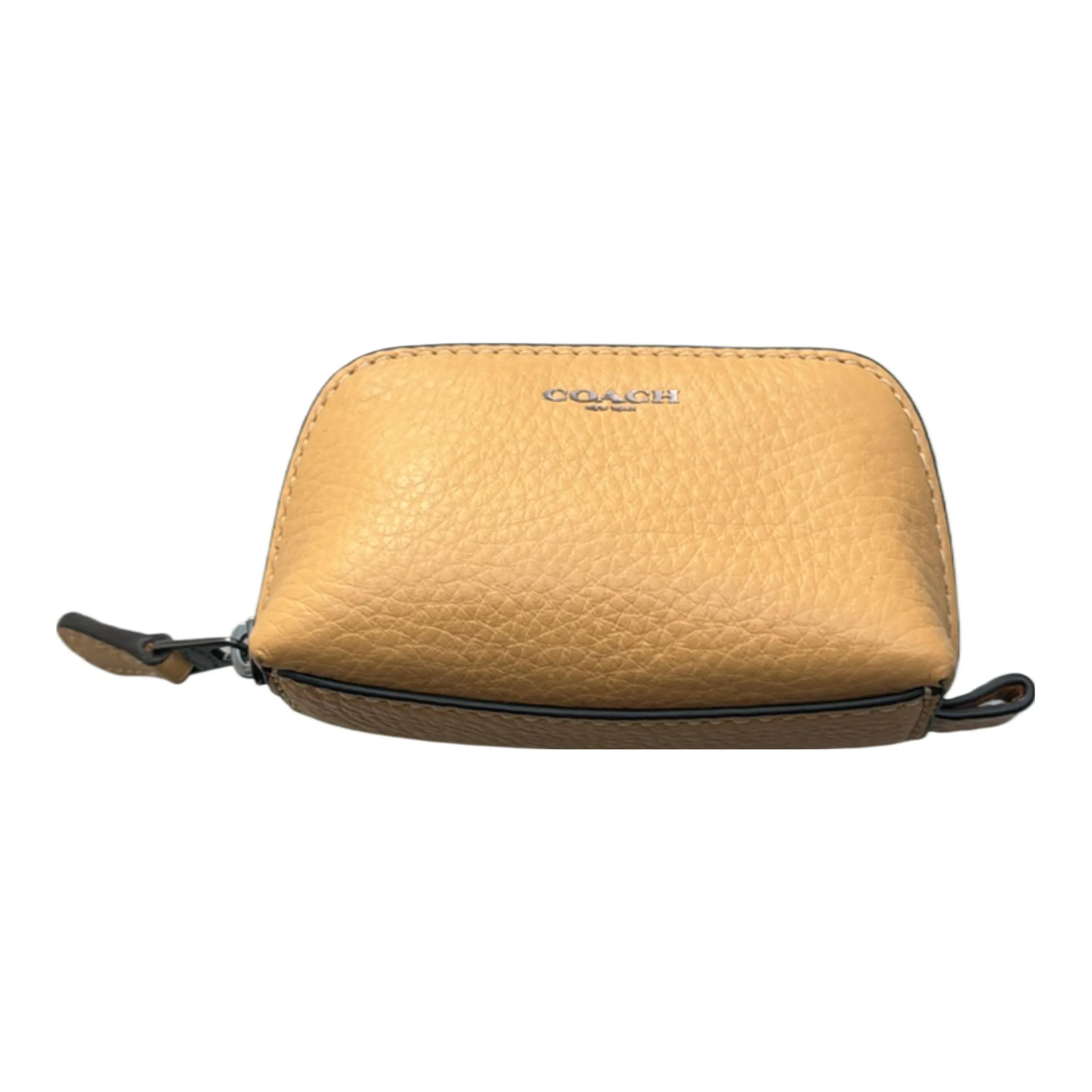 COACH Pebbled Leather Makeup Bag, Clutch Mini Women's Yellow