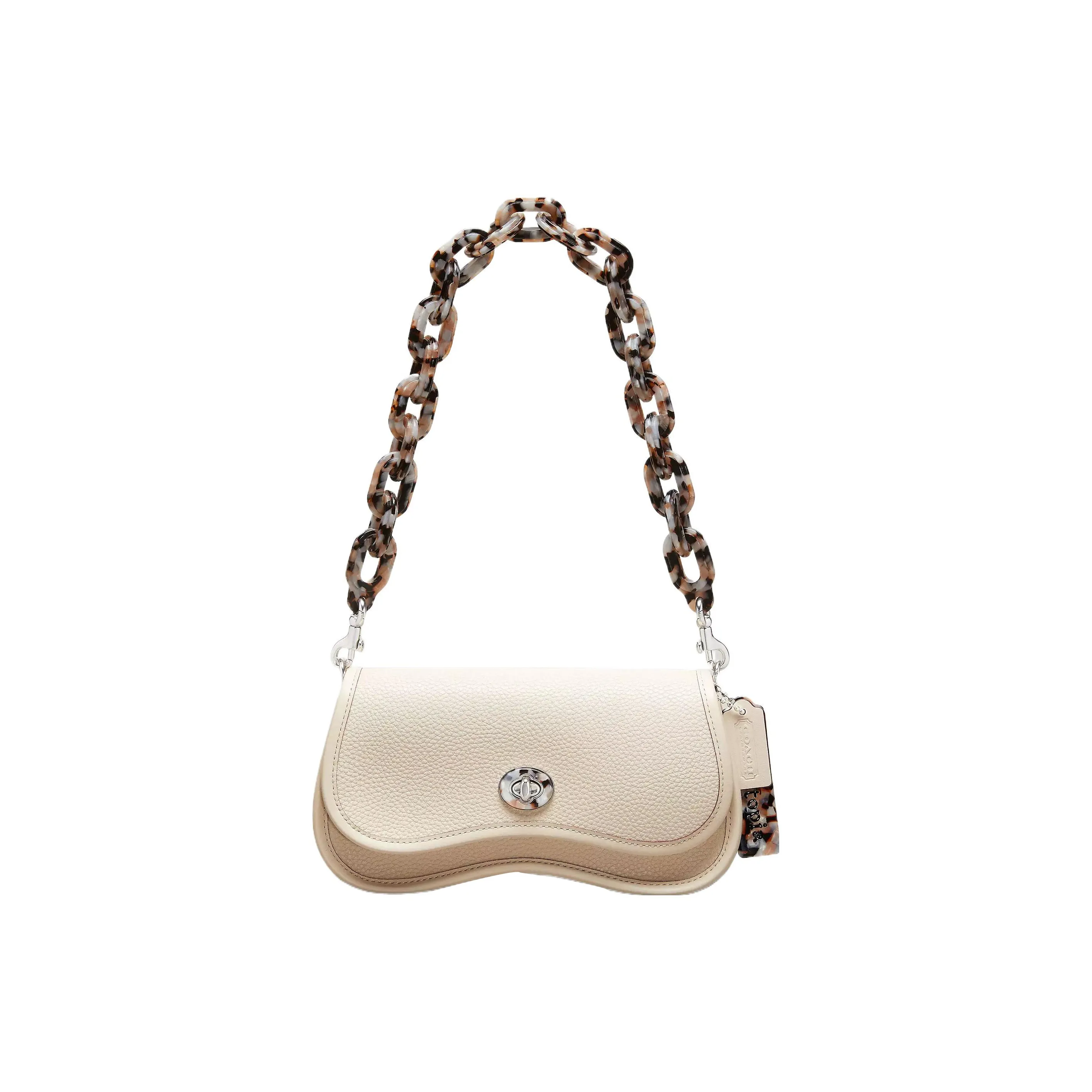 Coachtopia Wavy Dinky Textured Coachtopia Leather Portable Crossbody Bag, Shoulder Bag Medium Size Women's White