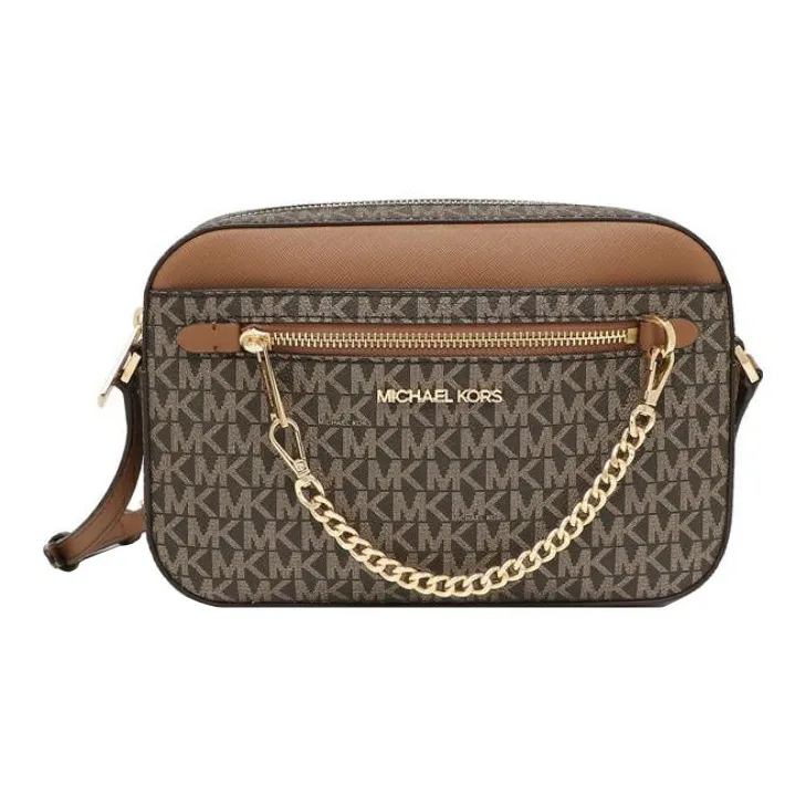 MICHAEL KORS Canvas With Leather Crossbody Bag Shoulder Bag Women's Brown Gold