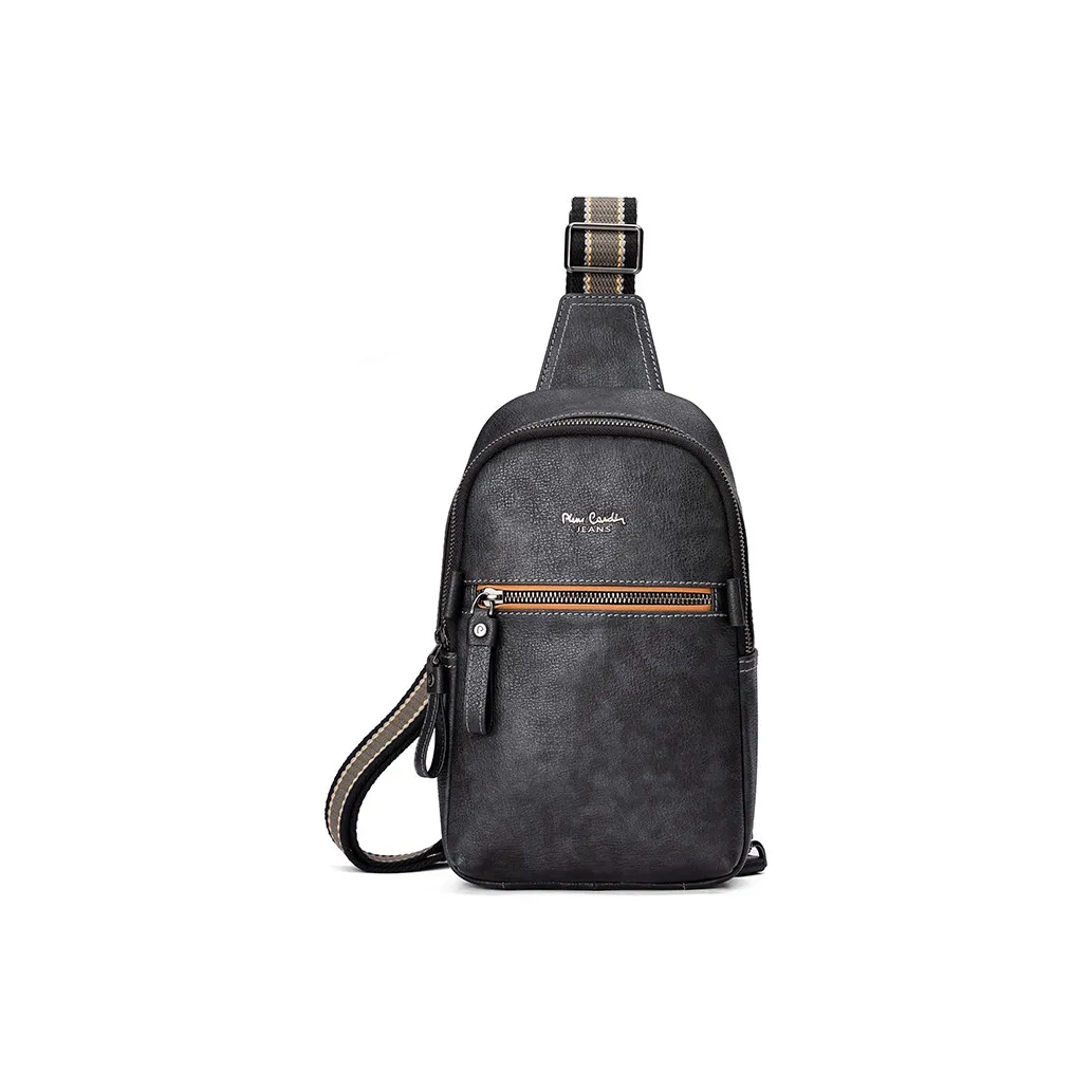 PIERRE CARDIN Корова Кожа и Нейлон Слинг Сумка Мужская Черный Серый