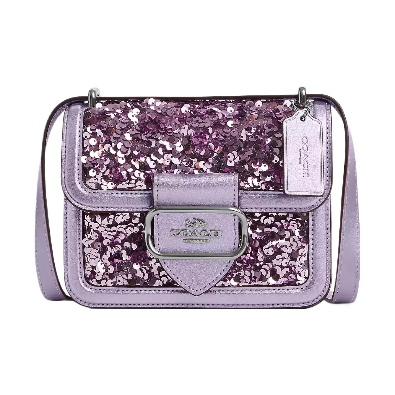 COACH Morgan Smooth Leather Bonded Calfskin Small Square Bag Shoulder Bag Crossbody Bag Small Size Women's Light Purple