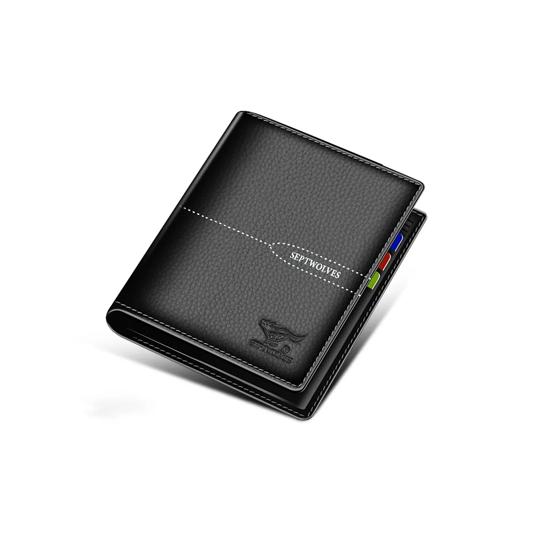 SEPTWOLVES Кошелек из коровьей кожи Бизнес-костюм Чехол Унисекс Черный Кофейный