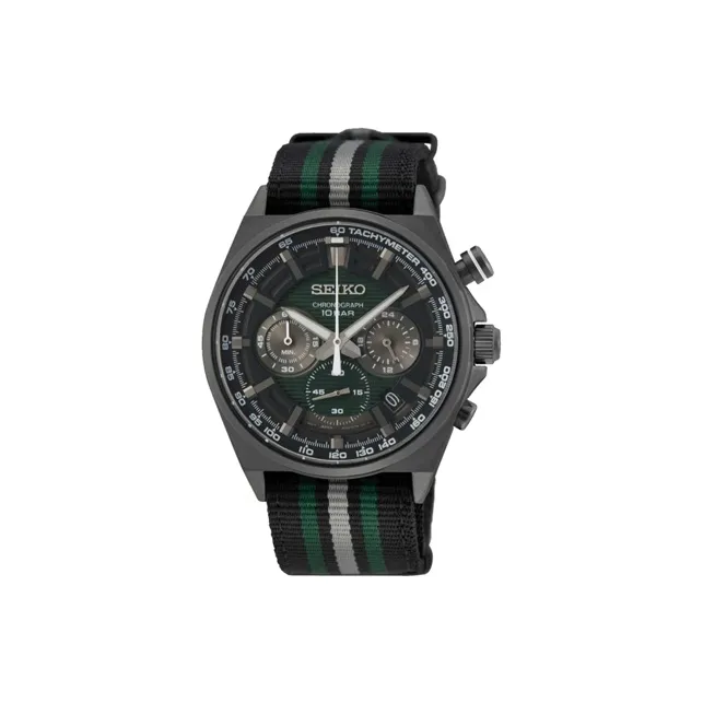 SEIKO Кварцевый механизм Ткань Ремешок Часы Мужские Зеленый циферблат SSB411P1