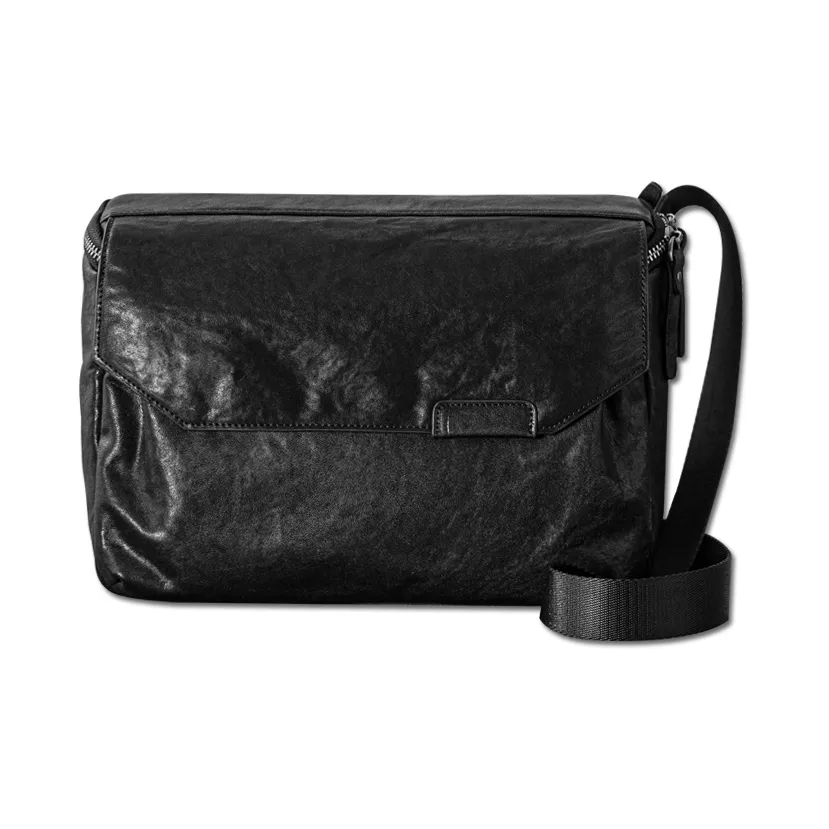 Back Step Натуральная кожа верх крупнозернистая текстура коровья кожа одно плечо курьерская сумка сумка через плечо стандартная мужская черная