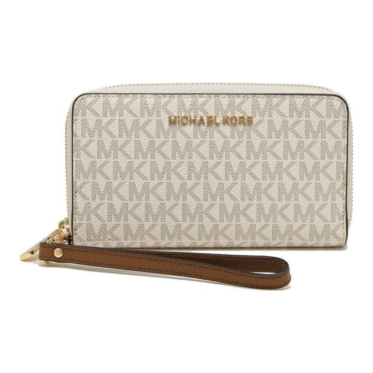 MICHAEL KORS Jet Set Travel PVC With Coated Canvas Wallet Women's Vanilla White