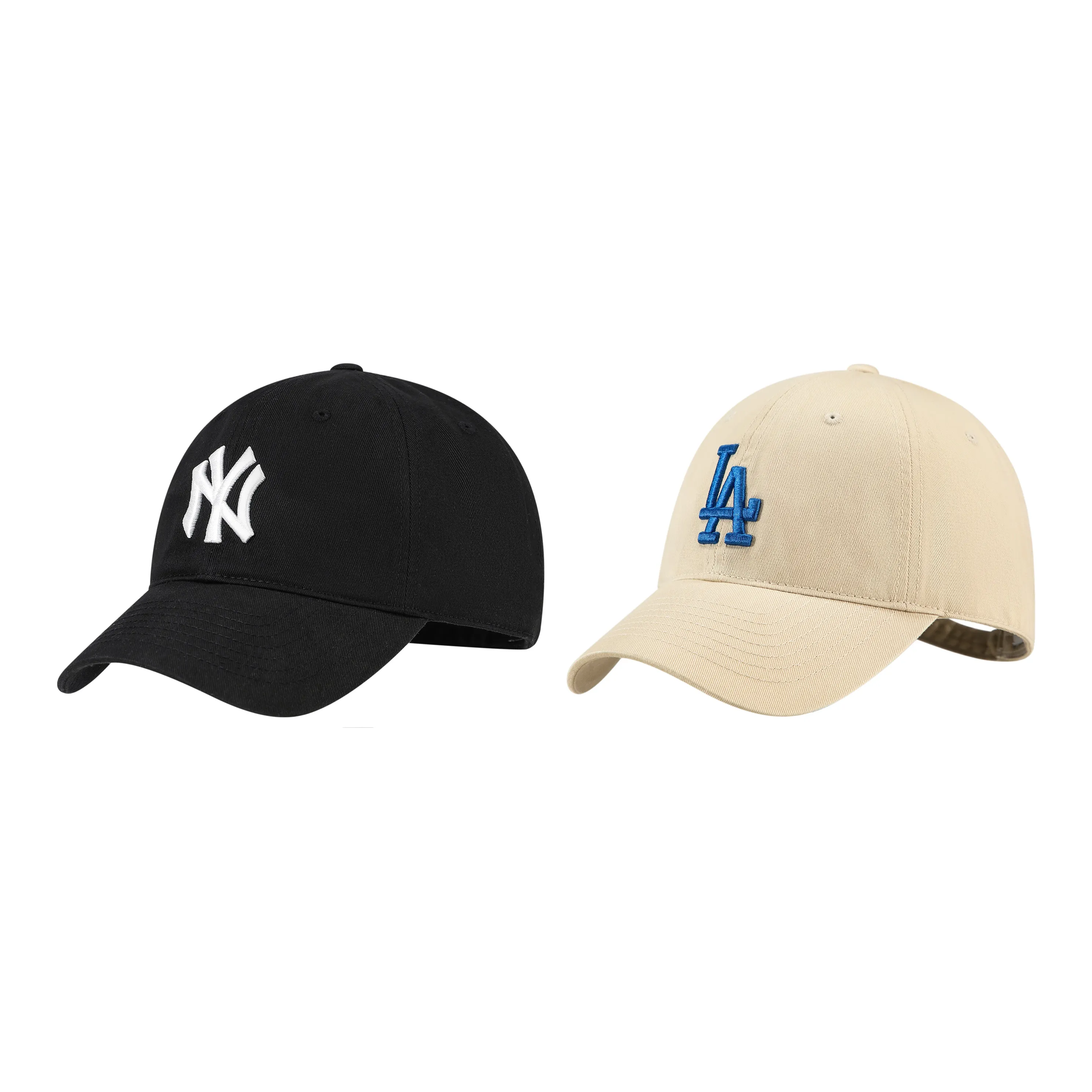 MLB Cotton Baseball Caps Unisex Khaki+Black Combo Box, Shopping Bag
