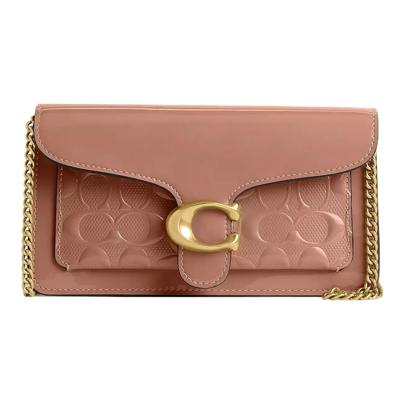 COACH Tabby Лакированная кожа Конверт Сумка Клатч Маленький Женский Латунь Капучино
