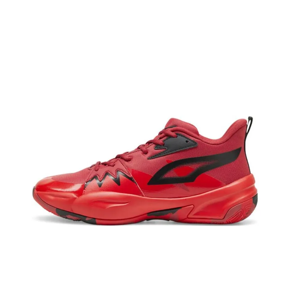 PUMA Infusion Slip-Resistant Abrasion-Resistant MID Баскетбольные кроссовки Unisex Красный Черный