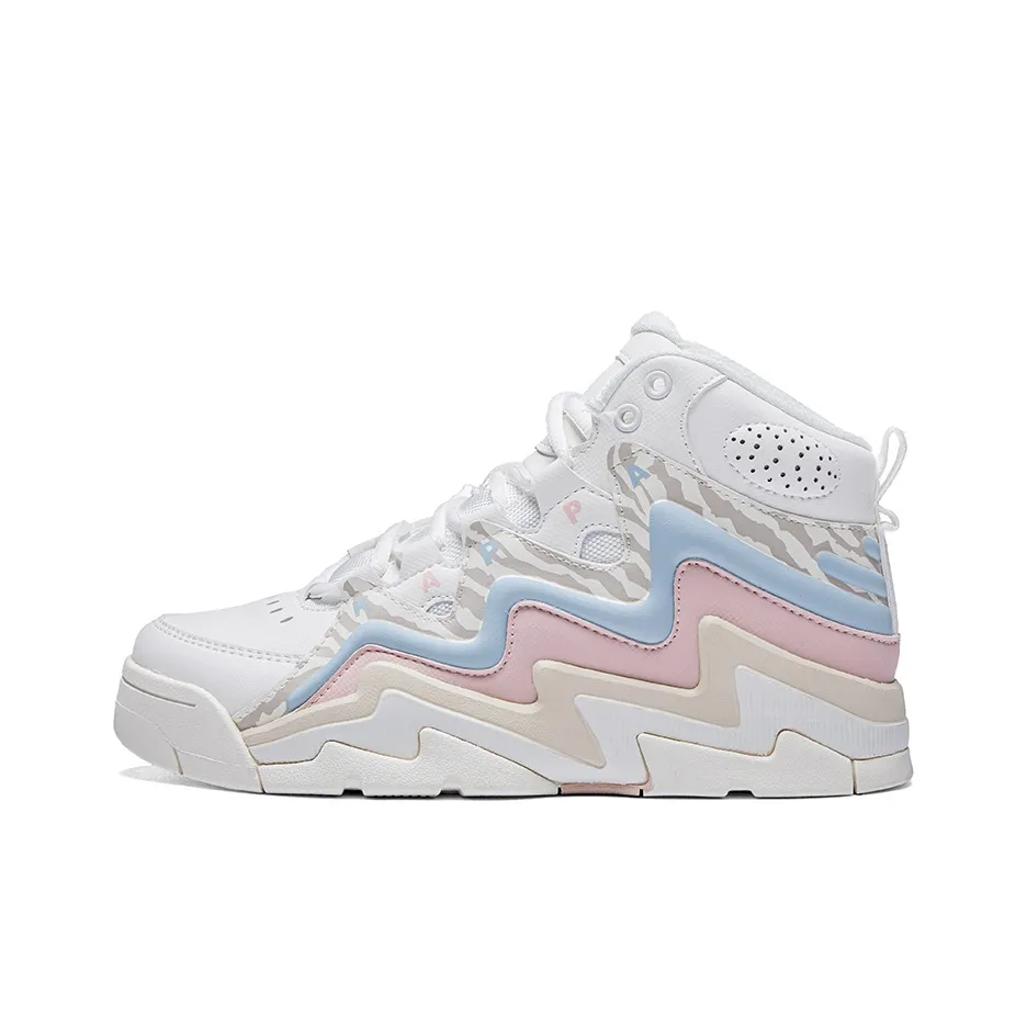 Kappa Wear-Resistant Slip-Resistant High-Top Vintage Basketball Shoes Women's White Pink