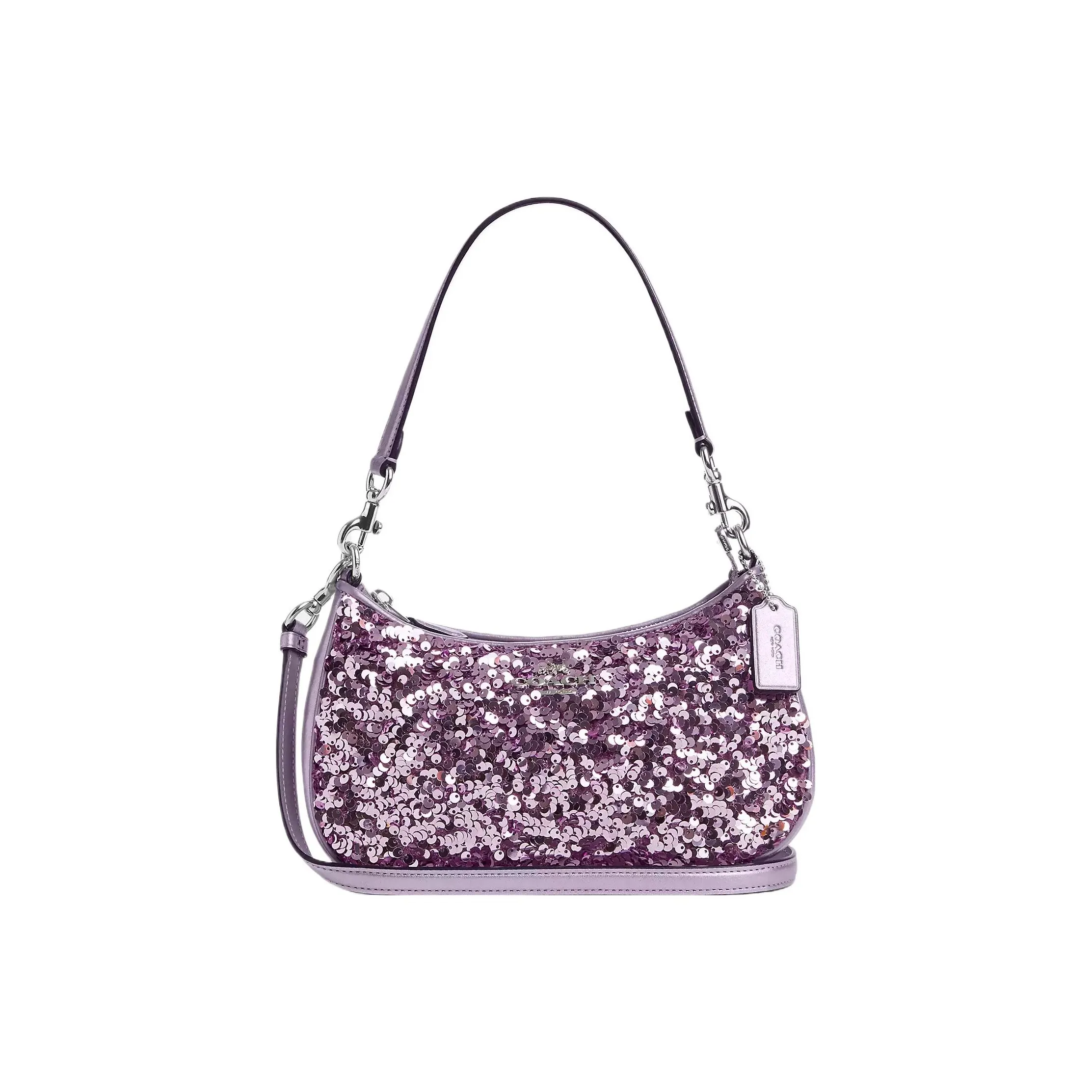 COACH Teri Smooth Leather Bonded Calfskin Shoulder Bag Handbag Shoulder Bag Women's Light Purple