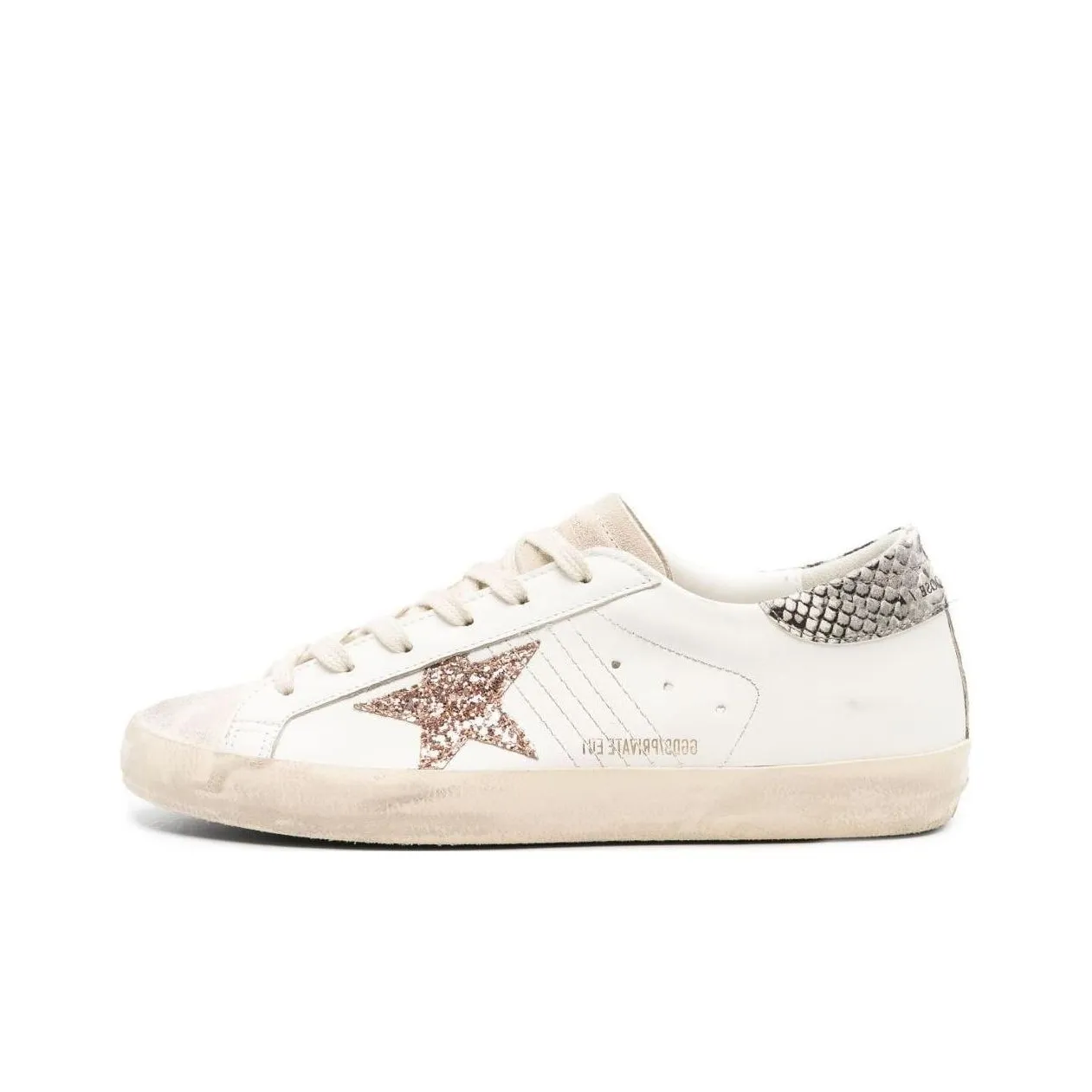 Golden Goose Super-Star Glittered Leather Sneakers
